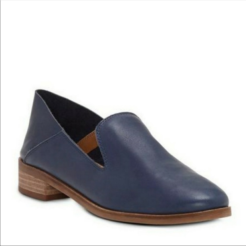 Lucky Brand Cahill Blue Leather Block Loafers 7.5